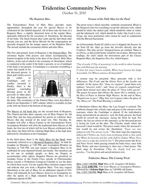 The Requiem Mass Format Of The Daily Mass For The Dead Docslib