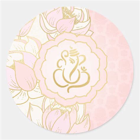 Elegant Pink Gold Ganesh Indian God Classic Round Sticker Zazzle