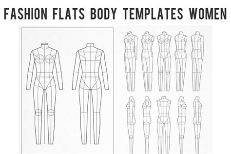 Fashion Flats Body Templates Female Pre Designed Illustrator Graphics ~ Creative Market