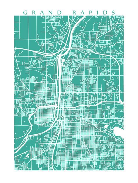 Grand Rapids Map Print Michigan Poster - Etsy