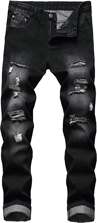 Qimyum Mens Ripped Jeans Distressed Destroyed Slim Fit Straight Leg Denim Pants At Amazon Men’s