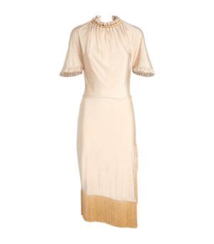 Womens Rabanne Nude Satin Fringed Midi Dress Harrods Uk