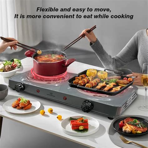 WISDOMMAN Portable Electric Stove Double Stove Burner Mini Stove Hot Plate Cooking Plate 2000W