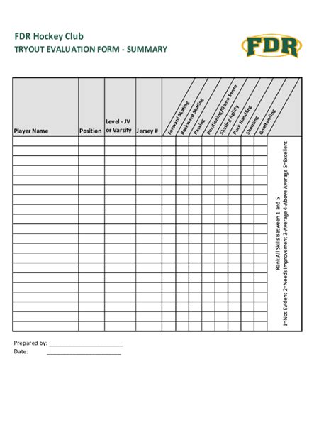 Fillable Online Fdr Tryout Evaluation Form Xlsx Fax Email Print Pdffiller