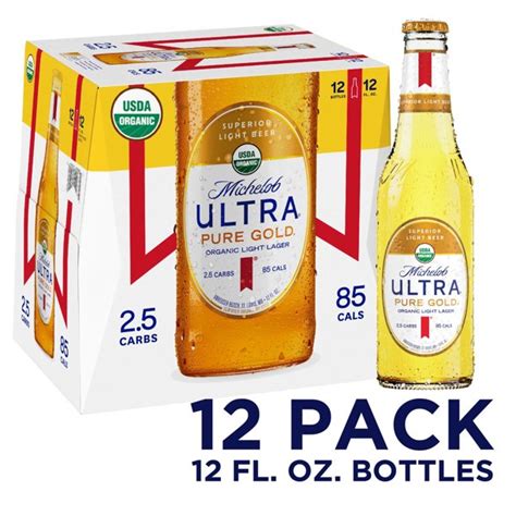 Michelob Ultra Pure Gold Organic Light Lager 12 Pack Beer 12 Fl Oz