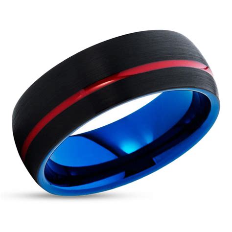 Black Tungsten Ring Blue Tungsten Red Tungsten Ring Brush 8mm Clean Casting Jewelry