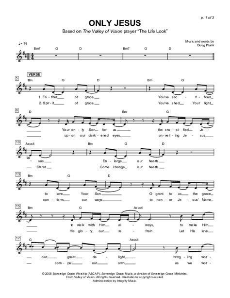 Only Jesus Sheet Music Pdf Sovereign Grace Praisecharts