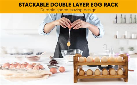 Amazon Forzater Wooden Egg Holder Countertop Stackable Egg