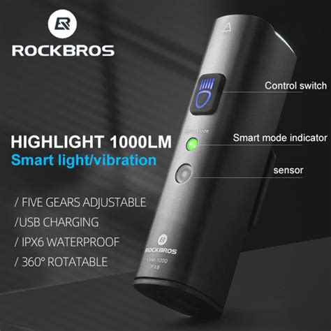 Rockbros Aluminum Shell Bike Light Lm Smart Light Type C