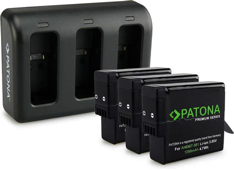 PATONA Triple Cargador 3x Premium Batería AHDBT 501 AABAT 001