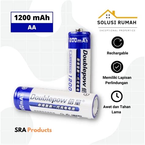 Jual Baterai Rechargeable AA 1200 MAh 1 2V Original Doublepow Batre