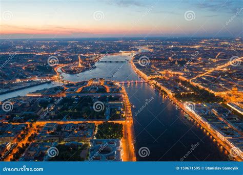 Petersburg Kaart Kaart Vanaf Hoogte Nachtelijke Stad Vanuit