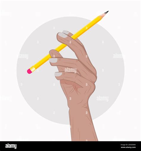 Hand Holding Yellow Pencil Stock Vector Image Art Alamy