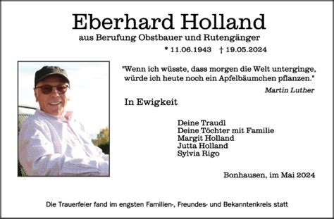 Traueranzeigen Von Eberhard Holland Schwaebische De Trauerportal