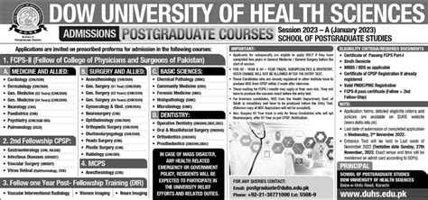 Dow University Of Health Sciences Karachi DUHS UPMED Jobs