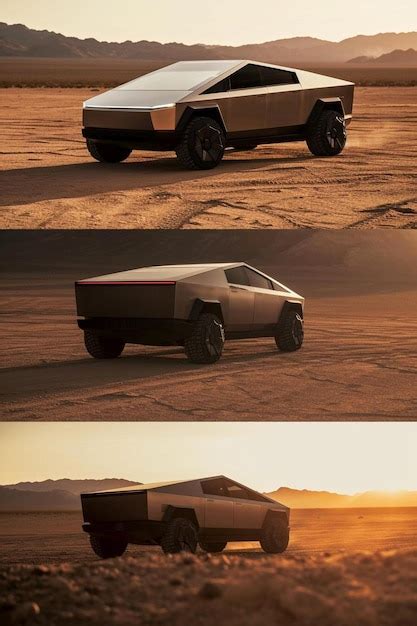 Premium Photo Two Pictures Of A Futuristic Car In The Desert