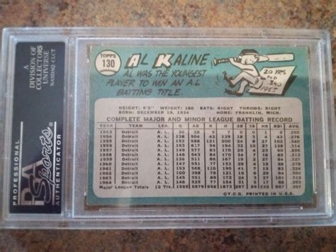 Topps Al Kaline Grade Ebay