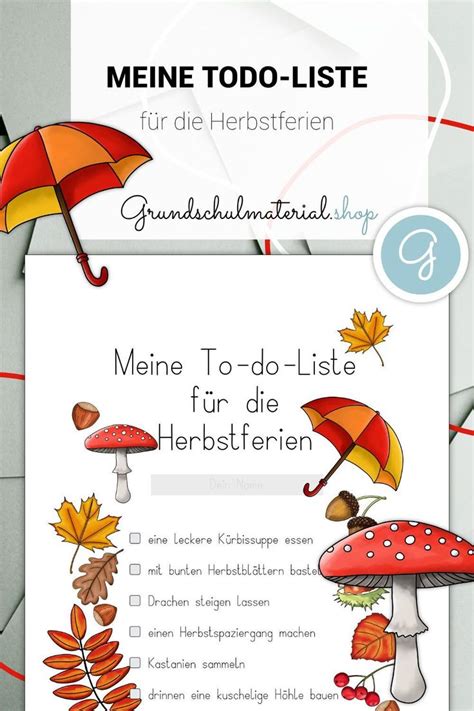 Meine To do Liste für Herbstferien Herbst Grundschule