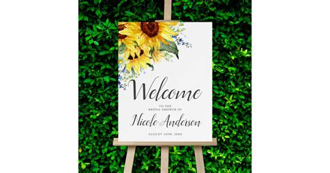 Elegant Watercolor Sunflower Bridal Shower Welcome Foam Board Zazzle