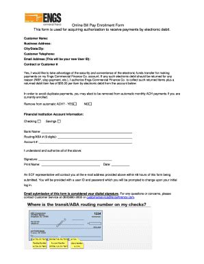 Fillable Online Online Bill Pay Enrollment Form This Form Is Used For