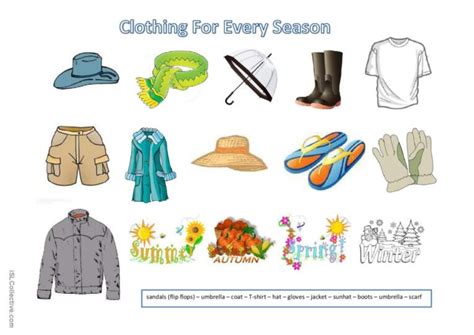 Clothing For Every Season English Esl Worksheets Pdf And Doc