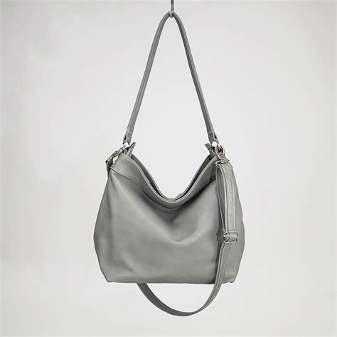 Medium Grey Helen Hobo Purse Soft Leather Bag Laroll Bags