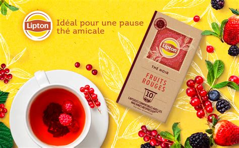 Lipton Thé Noir Fruits Rouges 40 Capsules Compatibles Nespresso Goût