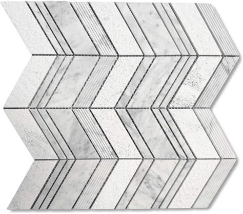 Buy Stone Center Online Carrara White Marble X Chevron Mosaic Tile W