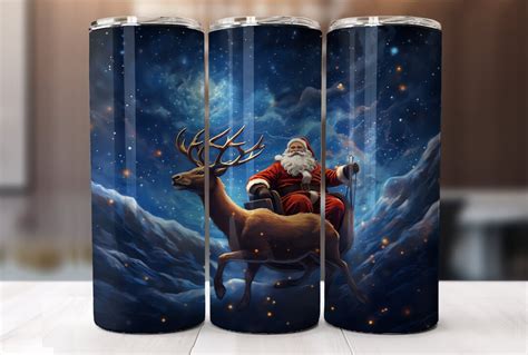 Santas Team With Rudolph At The Forefront Tumbler Wrap 20 Oz Skinny