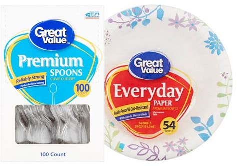 Great Value Premium Spoons 100 Count And Great Value Everyday Paper