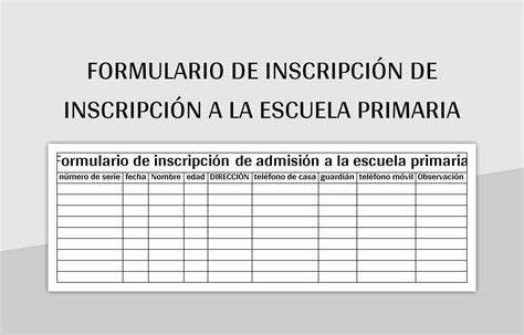 Plantilla De Formato Excel Formulario De Inscripción De Inscripción A