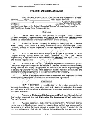 Fillable Online Douglas Co AVIGATION EASEMENT AGREEMENT Douglas Co