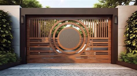 Modern wooden gate design | Premium AI-generated image