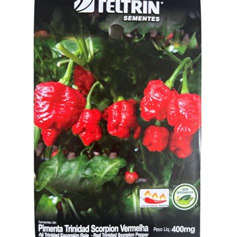 Sementes De Pimenta Trinidad Scorpion Vermelha Cowboy Ardida Picante