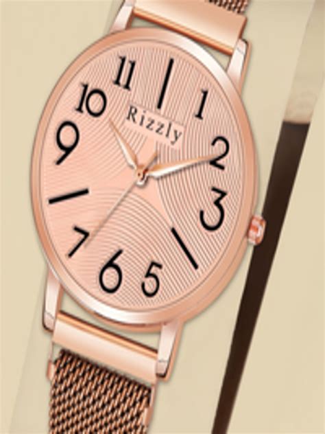 Buy Rizzly Rose Gold Toned Brass Dial And Bracelet Style Straps Analogue