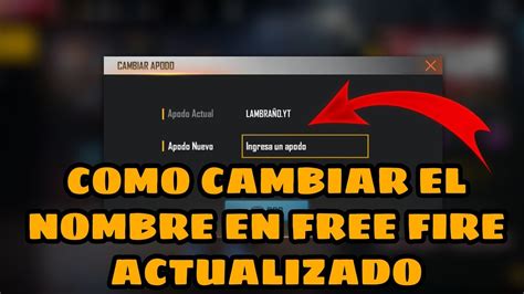 Como Cambiar El Nombre En Free Fire Despu S De La Actualizaci N