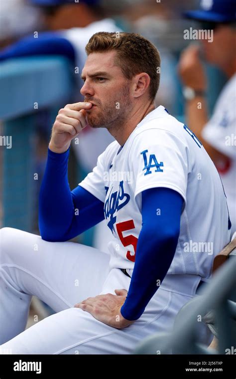 Los Angeles Dodgers First Basemen Freddie Freeman 5 Looks On During