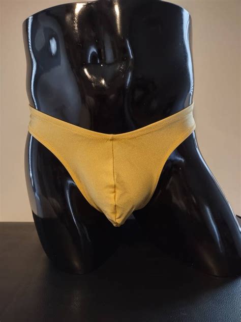 Shiny Gold Men S Swim Bikini Brief Half Back Cheeky Thong By Rayze