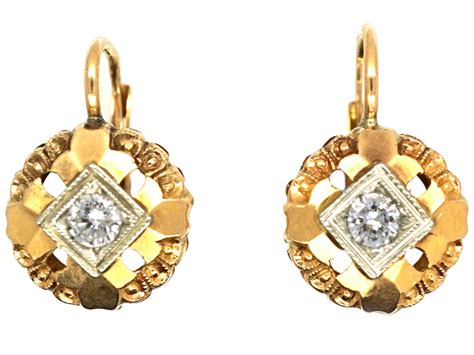 18ct Gold & Diamond Earrings - The Antique Jewellery Company