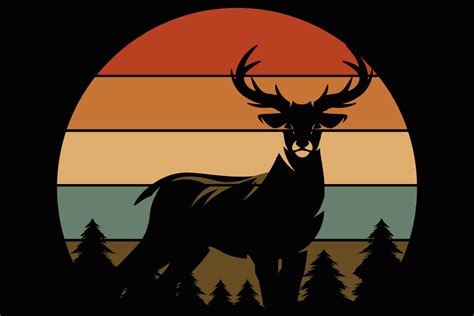 Retro Sunset Buck Deer Hunting Clipart Graphic by SunandMoon · Creative ...