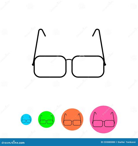 Reading Glasses Icon With Small Round Icons Isolated Vector Clipart And Illustration On White