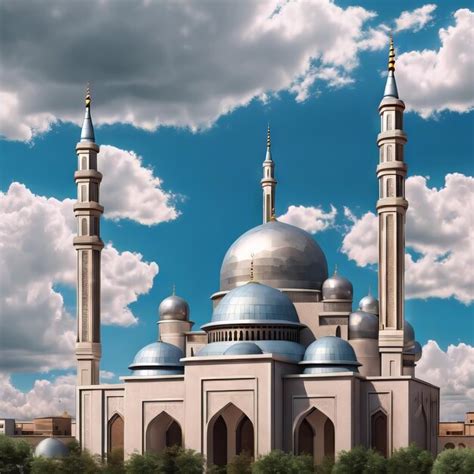 Edificio De La Mezquita Con Un Cielo Azul Y Nubes Para El Fondo De Eid