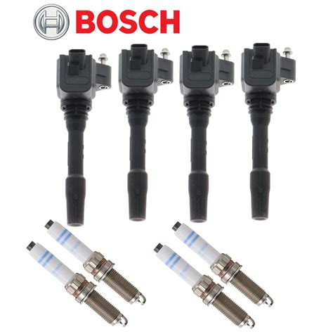 Bosch OEM Ignition Coil Spark Plug Double Platinum 4sets For BMW