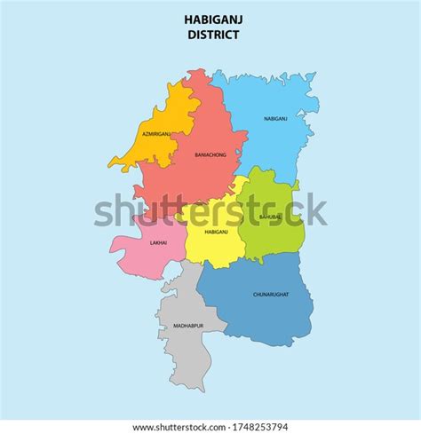 Habiganj District Map Bangladesh Stock Vector Royalty Free 1748253794