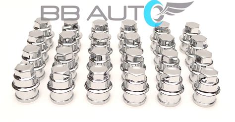 Set Of 24 Silverado Avalanche Sierra Express Van Wheel Chrome Lug Nut Covers New Ebay