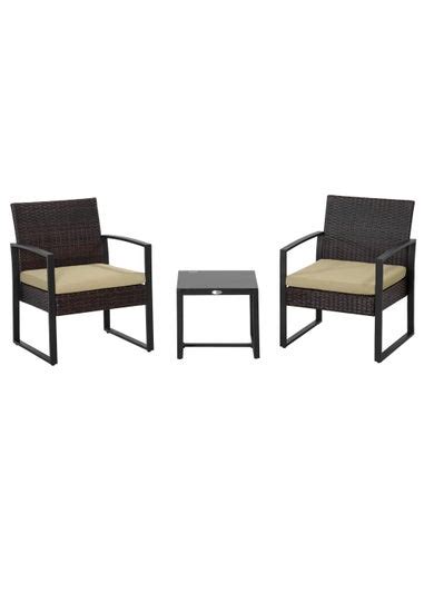 Outsunny Piece Rattan Patio Bistro Set Matalan