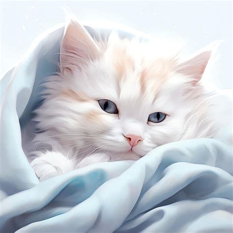 Hermoso Gato Durmiendo Una Siesta En Una Acogedora Manta Ilustraci N De