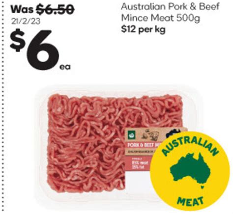 Australian Pork And Beef Mince Meat 500g Offer At Woolworths