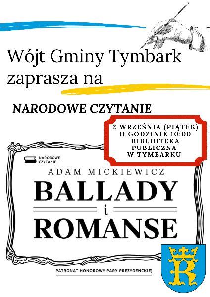 Zaproszenie Na Narodowe Czytanie W Tymbarku Tymbark In