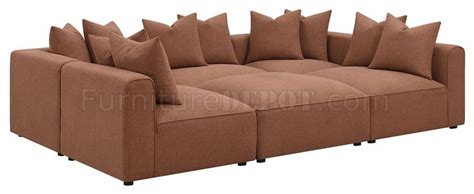 Jennifer Sectional Sofa In Terracotta Fabric By Coaster